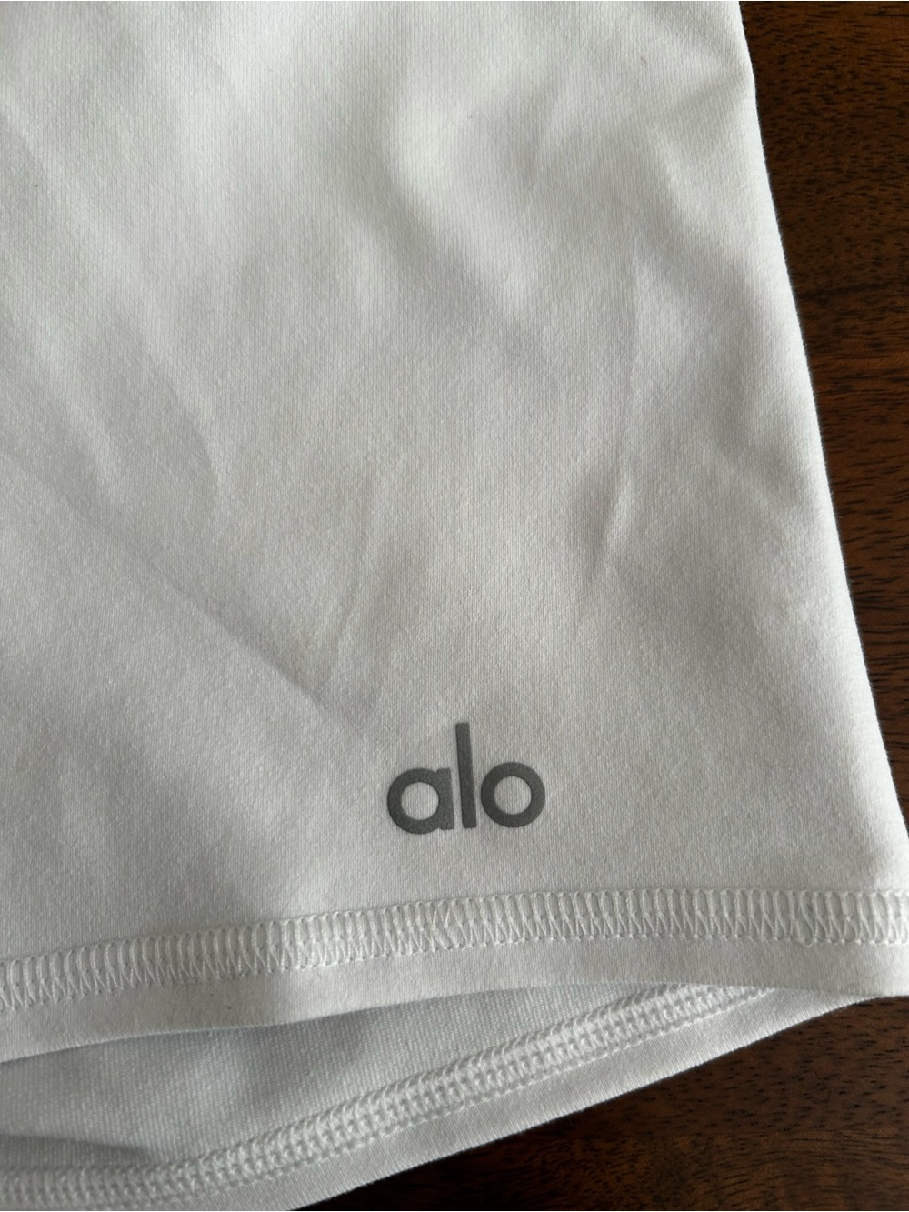 ALO Yoga White biker shorts with Gray Logo